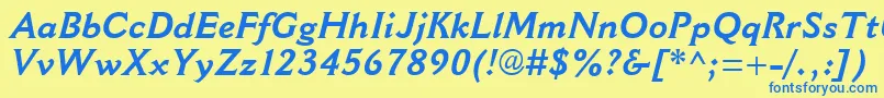 CantoriaMtBoldItalic Font – Blue Fonts on Yellow Background