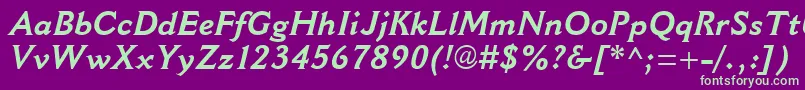 CantoriaMtBoldItalic Font – Green Fonts on Purple Background