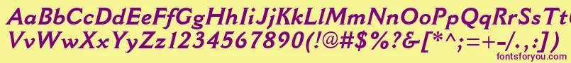 CantoriaMtBoldItalic Font – Purple Fonts on Yellow Background