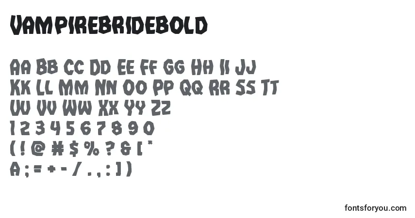 Шрифт Vampirebridebold – алфавит, цифры, специальные символы