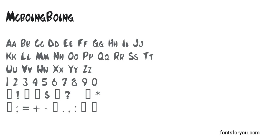 Schriftart McboingBoing – Alphabet, Zahlen, spezielle Symbole