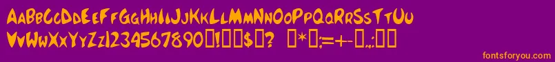 McboingBoing-Schriftart – Orangefarbene Schriften auf violettem Hintergrund