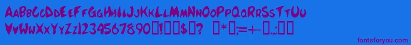 McboingBoing-Schriftart – Violette Schriften auf blauem Hintergrund