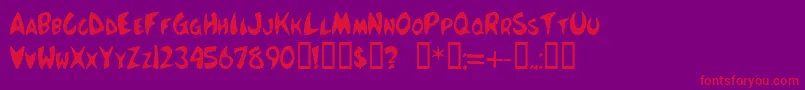 McboingBoing-Schriftart – Rote Schriften auf violettem Hintergrund