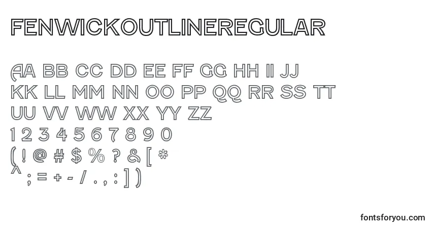 A fonte FenwickoutlineRegular – alfabeto, números, caracteres especiais