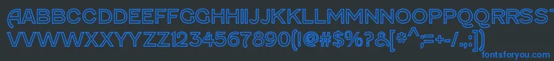 FenwickoutlineRegular-Schriftart – Blaue Schriften auf schwarzem Hintergrund
