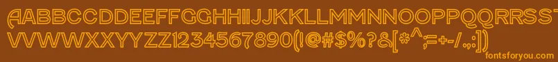 フォントFenwickoutlineRegular – オレンジ色の文字が茶色の背景にあります。