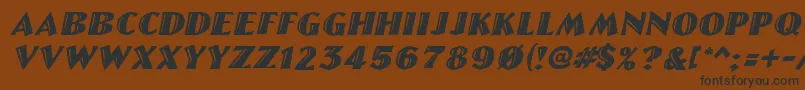 Weitere Informationen zur LinolettercutItalic-Schriftart LinolettercutItalic-Schriftart – Schwarze Schriften auf braunem Hintergrund