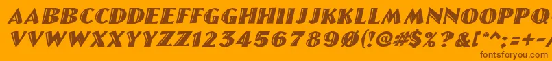 Weitere Informationen zur LinolettercutItalic-Schriftart LinolettercutItalic-Schriftart – Braune Schriften auf orangefarbenem Hintergrund