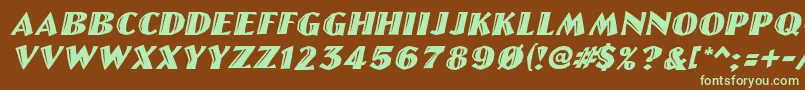 LinolettercutItalic Font – Green Fonts on Brown Background