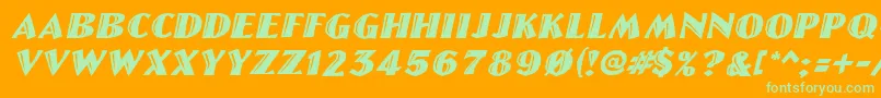 LinolettercutItalic Font – Green Fonts on Orange Background