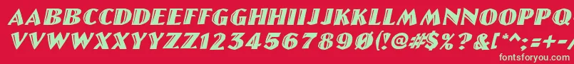 フォントLinolettercutItalic – 赤い背景に緑の文字