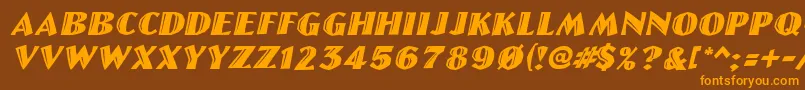 Saiba mais sobre a fonte LinolettercutItalic Fonte LinolettercutItalic – fontes laranjas em um fundo marrom