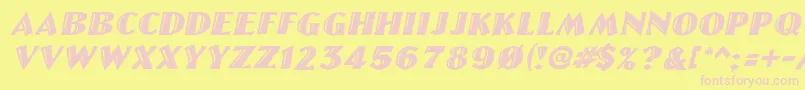 LinolettercutItalic Font – Pink Fonts on Yellow Background