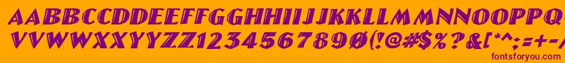 LinolettercutItalic Font – Purple Fonts on Orange Background