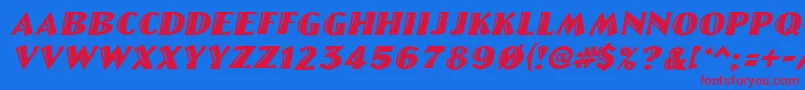LinolettercutItalic Font – Red Fonts on Blue Background