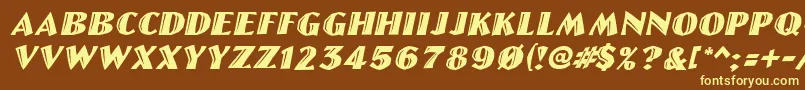 LinolettercutItalic Font – Yellow Fonts on Brown Background