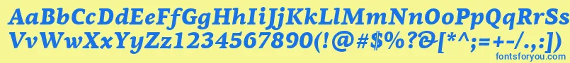 PfagoraserifproBlackitalic Font – Blue Fonts on Yellow Background