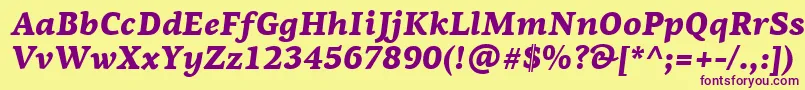 フォントPfagoraserifproBlackitalic – 紫色のフォント、黄色の背景