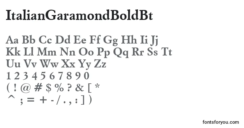 Fuente ItalianGaramondBoldBt - alfabeto, números, caracteres especiales