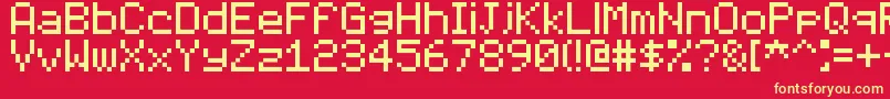 フォント7x5 – 黄色の文字、赤い背景