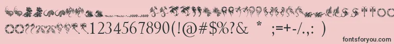 TribalDragonsTattooDesigns-Schriftart – Schwarze Schriften auf rosa Hintergrund