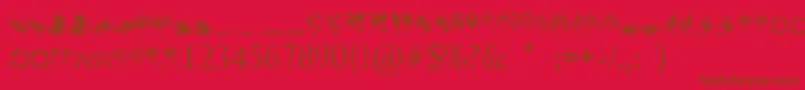 TribalDragonsTattooDesigns-Schriftart – Braune Schriften auf rotem Hintergrund