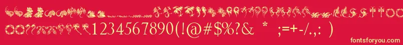 TribalDragonsTattooDesigns Font – Yellow Fonts on Red Background