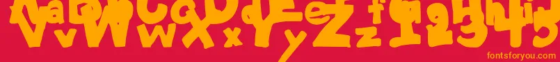 Czcionka YardSaleRegular – pomarańczowe czcionki na czerwonym tle