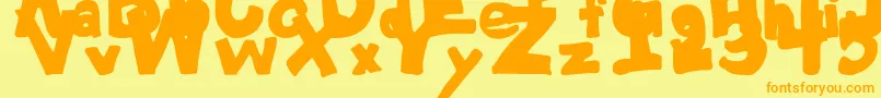 Fonte YardSaleRegular – fontes laranjas em um fundo amarelo