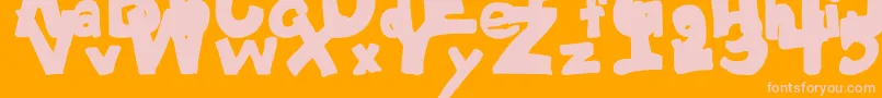 YardSaleRegular-fontti – vaaleanpunaiset fontit oranssilla taustalla