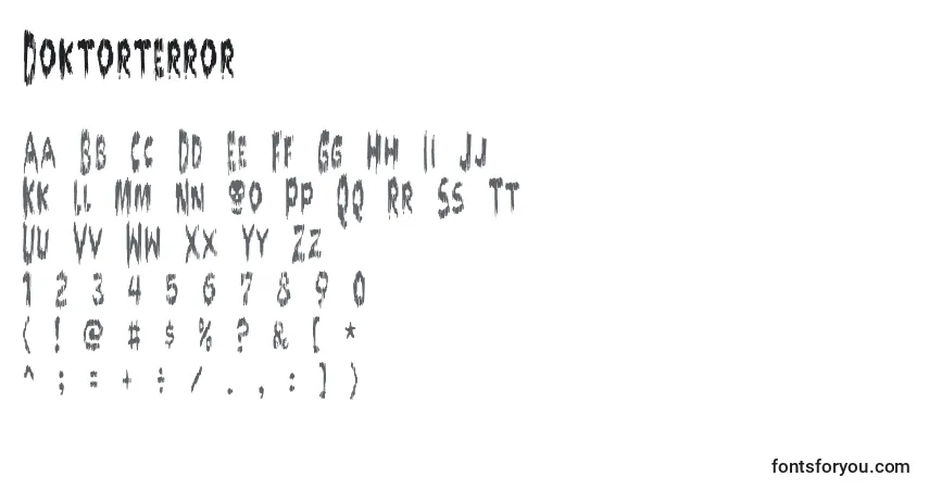 A fonte Doktorterror – alfabeto, números, caracteres especiais