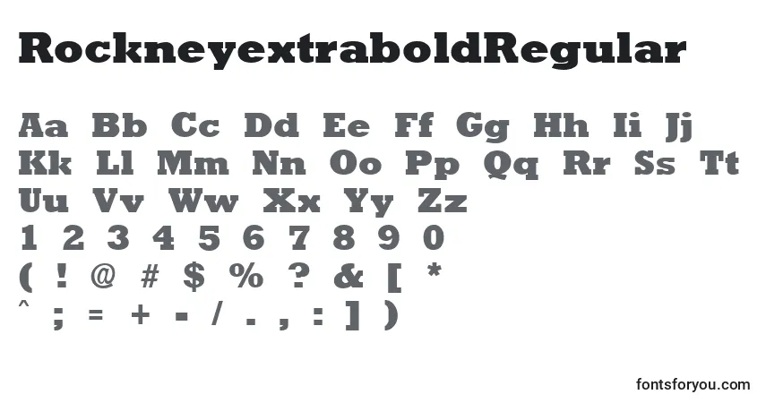 A fonte RockneyextraboldRegular – alfabeto, números, caracteres especiais