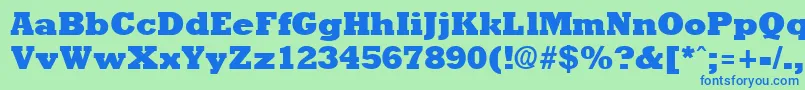 RockneyextraboldRegular Font – Blue Fonts on Green Background