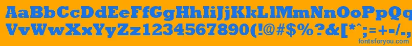 RockneyextraboldRegular Font – Blue Fonts on Orange Background