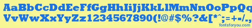 RockneyextraboldRegular Font – Blue Fonts on Yellow Background