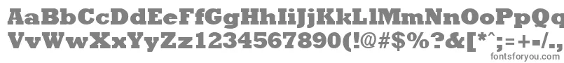 RockneyextraboldRegular-fontti – harmaat kirjasimet valkoisella taustalla