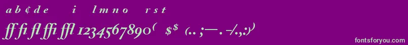 Шрифт AdobeCaslonBoldItalicExpert – зелёные шрифты на фиолетовом фоне