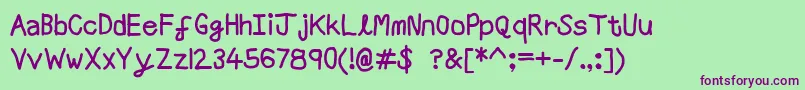 フォントAaronSans – 緑の背景に紫のフォント
