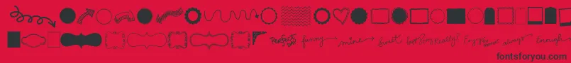 Kg Flavor And Frames Three-Schriftart – Schwarze Schriften auf rotem Hintergrund