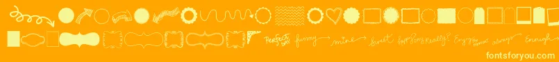 Kg Flavor And Frames Three-Schriftart – Gelbe Schriften auf orangefarbenem Hintergrund