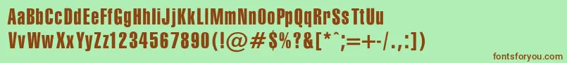 SwissExtraCompressedNormaRegular Font – Brown Fonts on Green Background