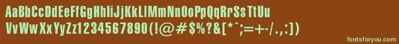 SwissExtraCompressedNormaRegular Font – Green Fonts on Brown Background