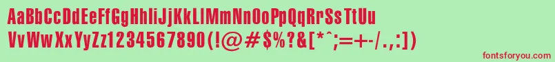 SwissExtraCompressedNormaRegular Font – Red Fonts on Green Background