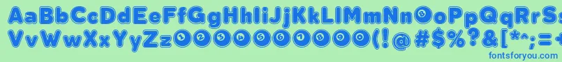 フォントBolaOchoCollegeFontFfp – 青い文字は緑の背景です。