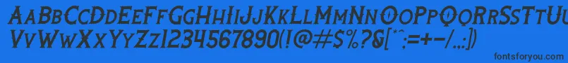 RootersItalic Font – Black Fonts on Blue Background