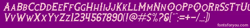 Fonte RootersItalic – fontes rosa em um fundo violeta