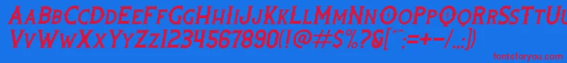 RootersItalic Font – Red Fonts on Blue Background