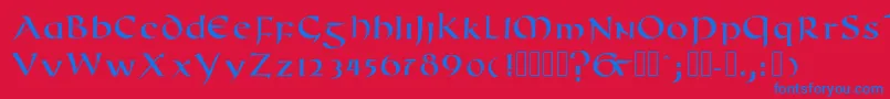 Romanuncialmodern-fontti – siniset fontit punaisella taustalla