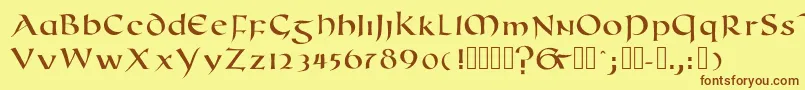 Romanuncialmodern Font – Brown Fonts on Yellow Background